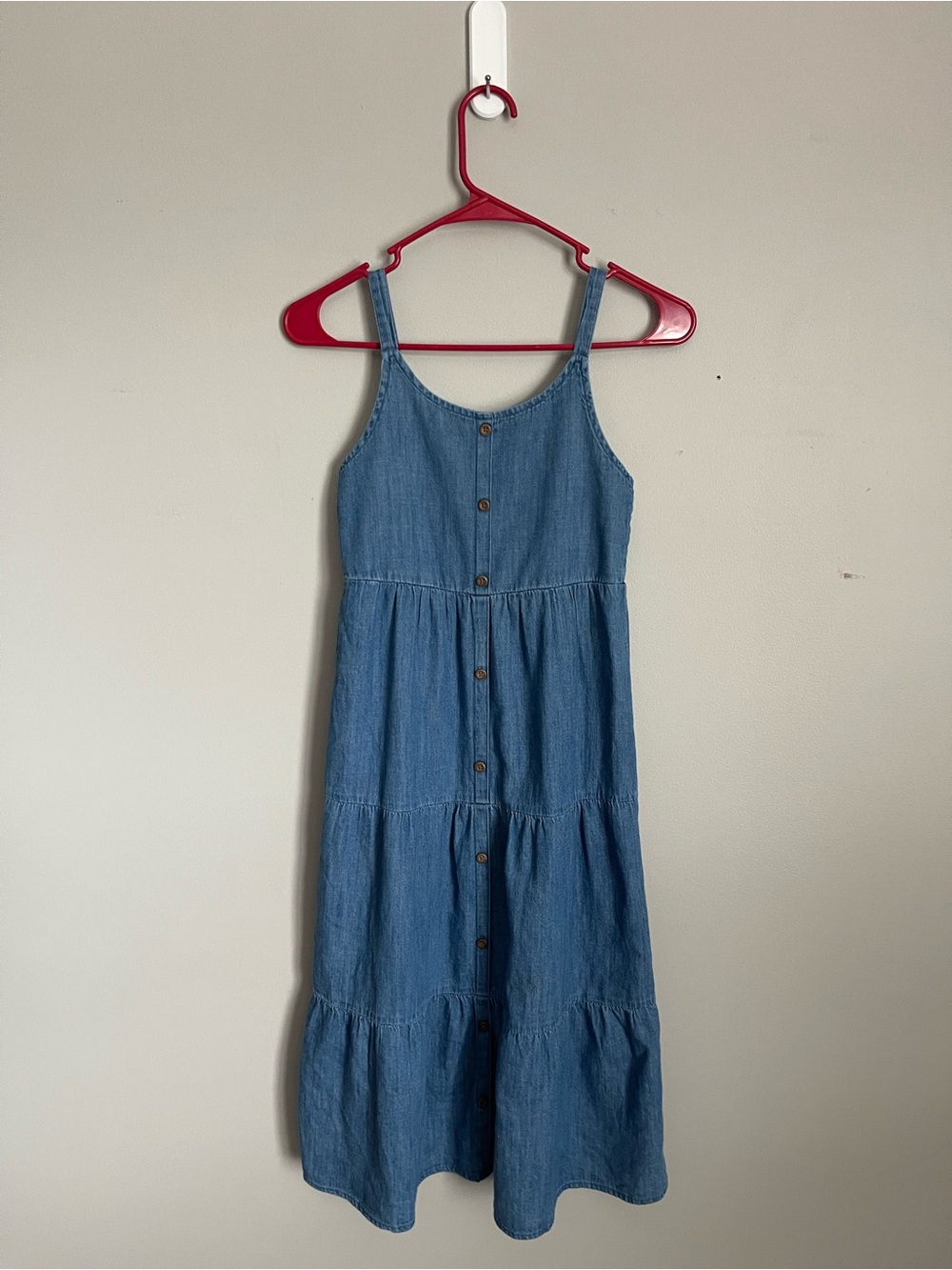 Old Navy Blue Chambray Denim Tiered Button-Front Sundress Sz L